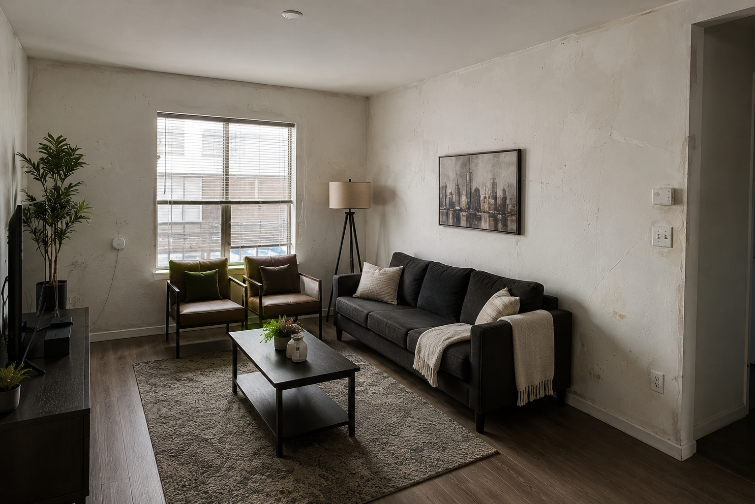 Interior Painting — Living Room — before, Handwork Solutions LLC