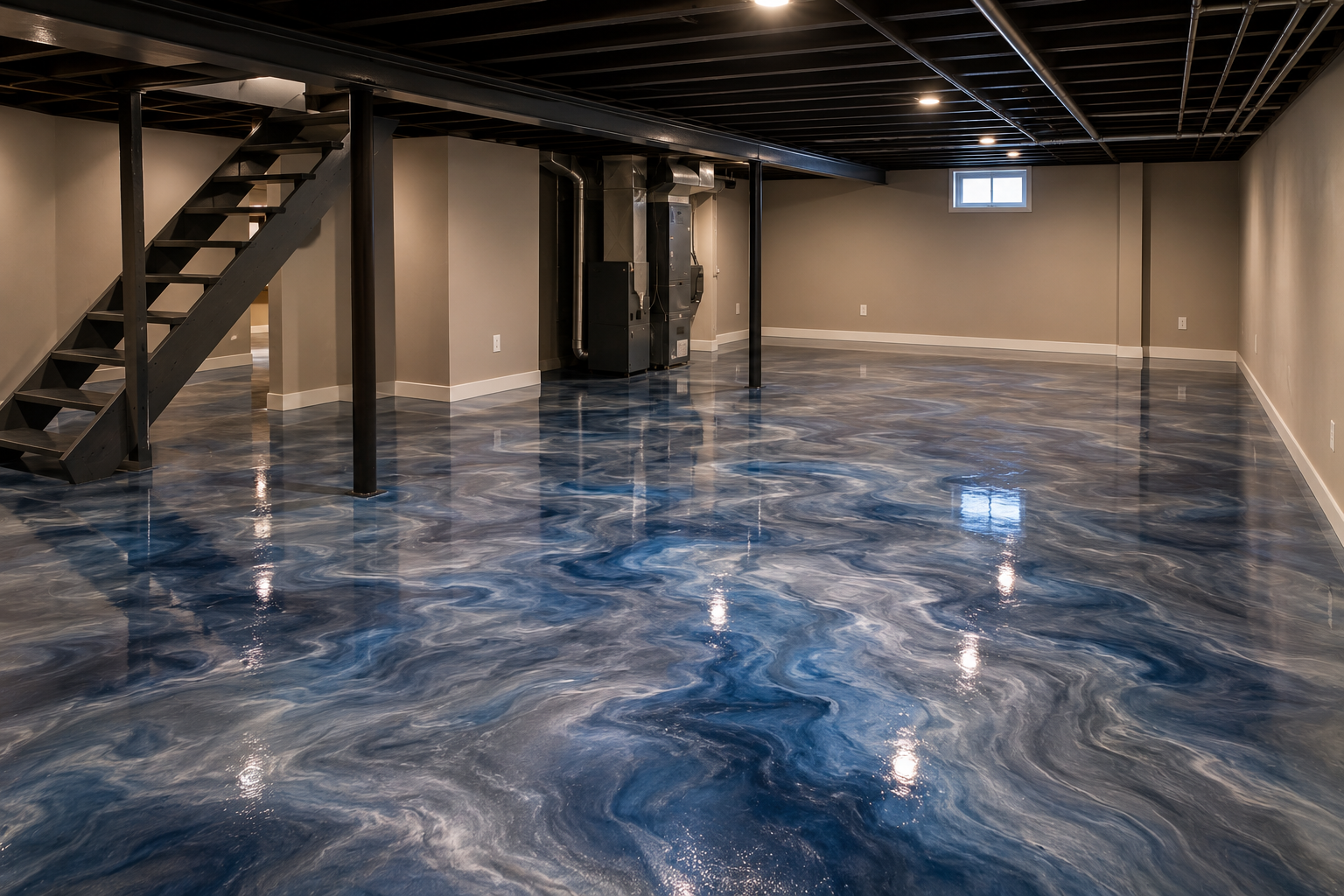 Metallic Epoxy — Basement Floor, Paterson NJ — after, Handwork Solutions LLC